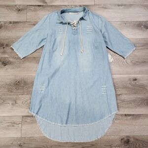 Kale Generation Women's‎ Denim Dress size Plus 2X Light Blue Distressed NWT